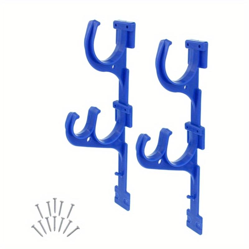 2pcs PVC Outdoor Pole Hanger, Telescopic Rod Hook with Screws for Swimming Pool Stick, Net Brushes, Garden Hoses - Durable Plastic Storage Organizer