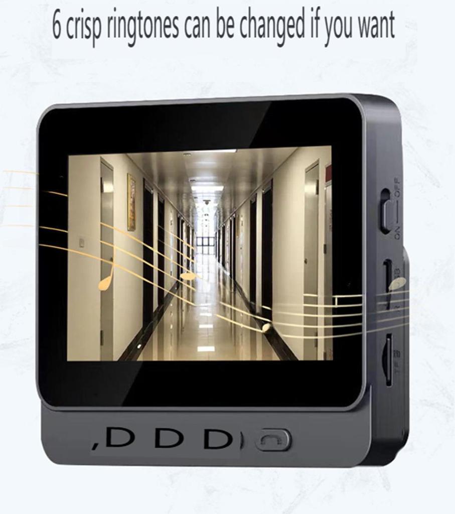 Wireless Smart Doorbell with Display, Voice Intercom, Home Alarm, and Electronic Peephole