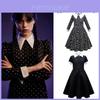 Addams Family Wednesday Cosplay Kostüm-Luxuriöses Schwarzes Kleid für Halloween Weihnachtsfeier