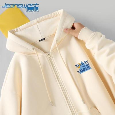 Jeanswest Men's Letter Print Hooded Zip-Up Jacket
