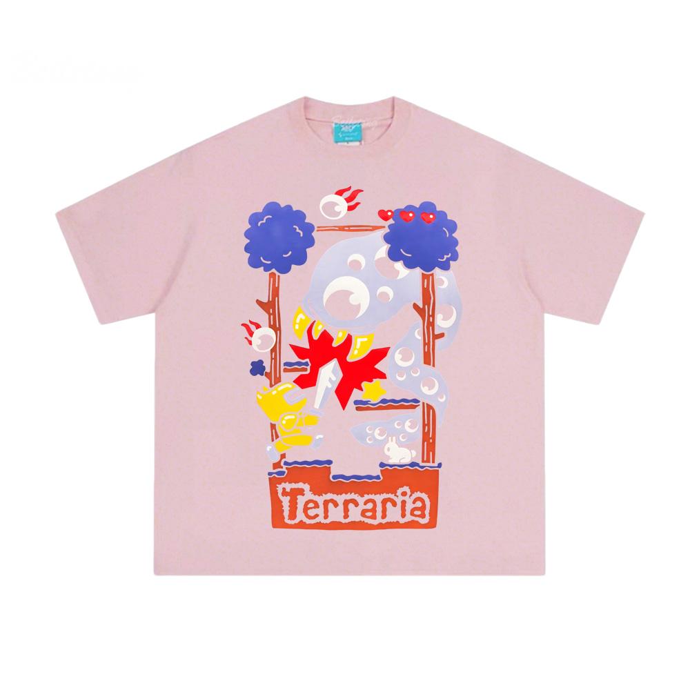 Koszulka z nadrukiem gry Terraria 2026 100% Bawełna Okrągły dekolt TOPY Letnia Wysoka jakość Wygodna Koszulka