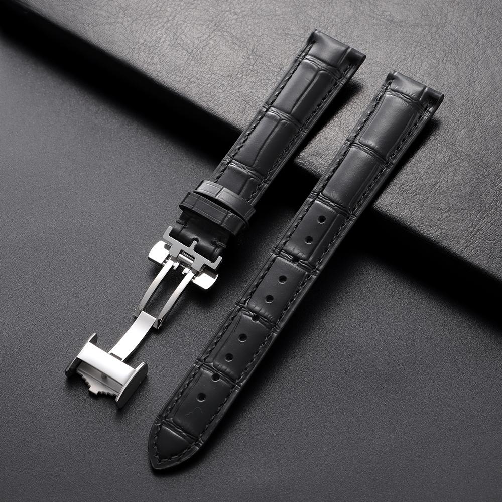 18mm Genuine Cowhide Watch Strap Universal Band Pin Buckle Butterfly Clasp Band Soft Wrist Watchband Bracelet Watch Accessories