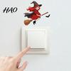 Self Adhesive Wall Art Halloween Switch Sticker, Witch Riding Broom Light Decal, Decorative Plate Covers Self-Adhesive Stickers for Bedroom
