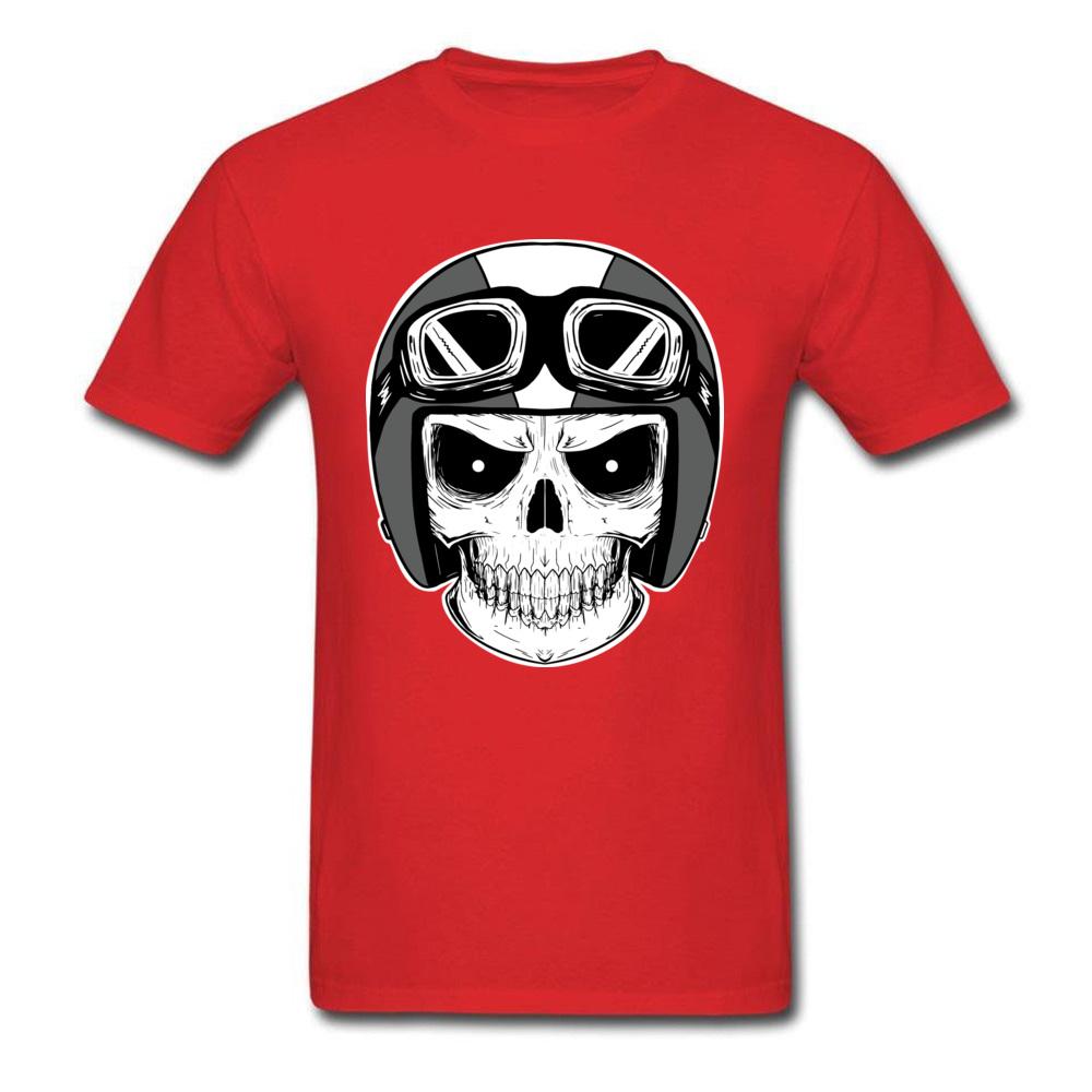 Moto Biker Tshirt Mens Tshirts Punk Skull Helmet T Shirt Funky Short Sleeve Tops  Tees O Neck All Cotton Clothes Faddish Black