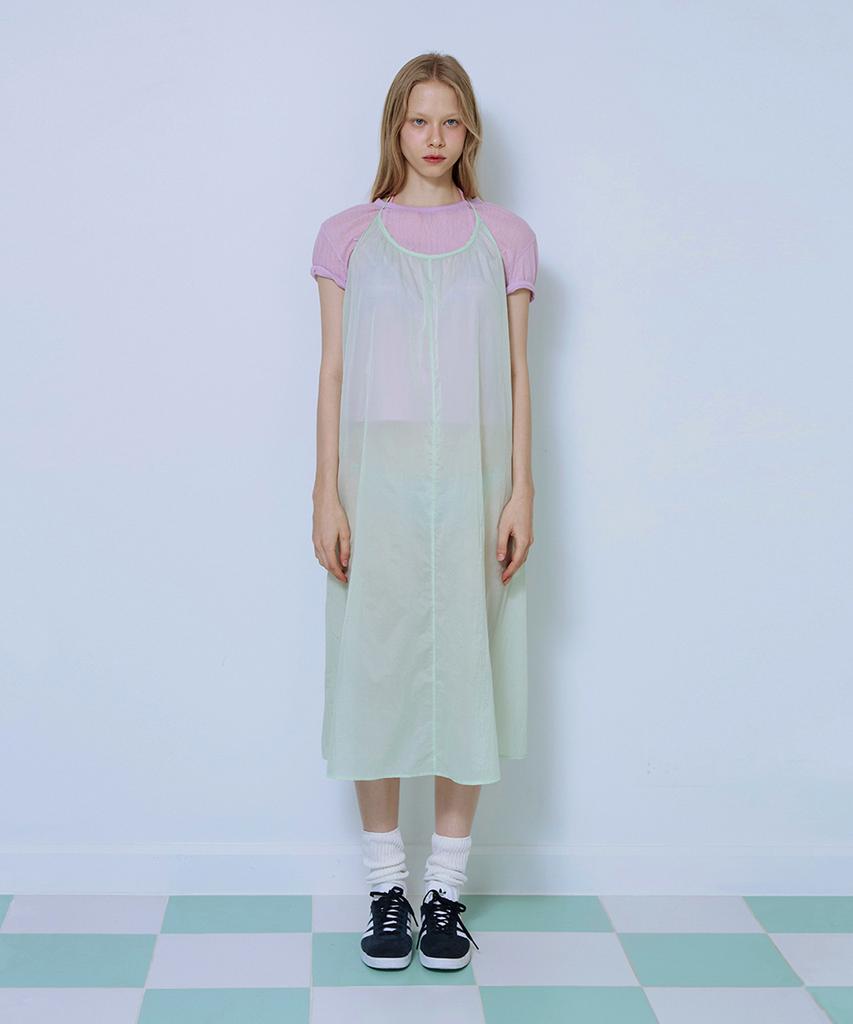 Pisis Two-Way Sheer Layered Dress_Lime