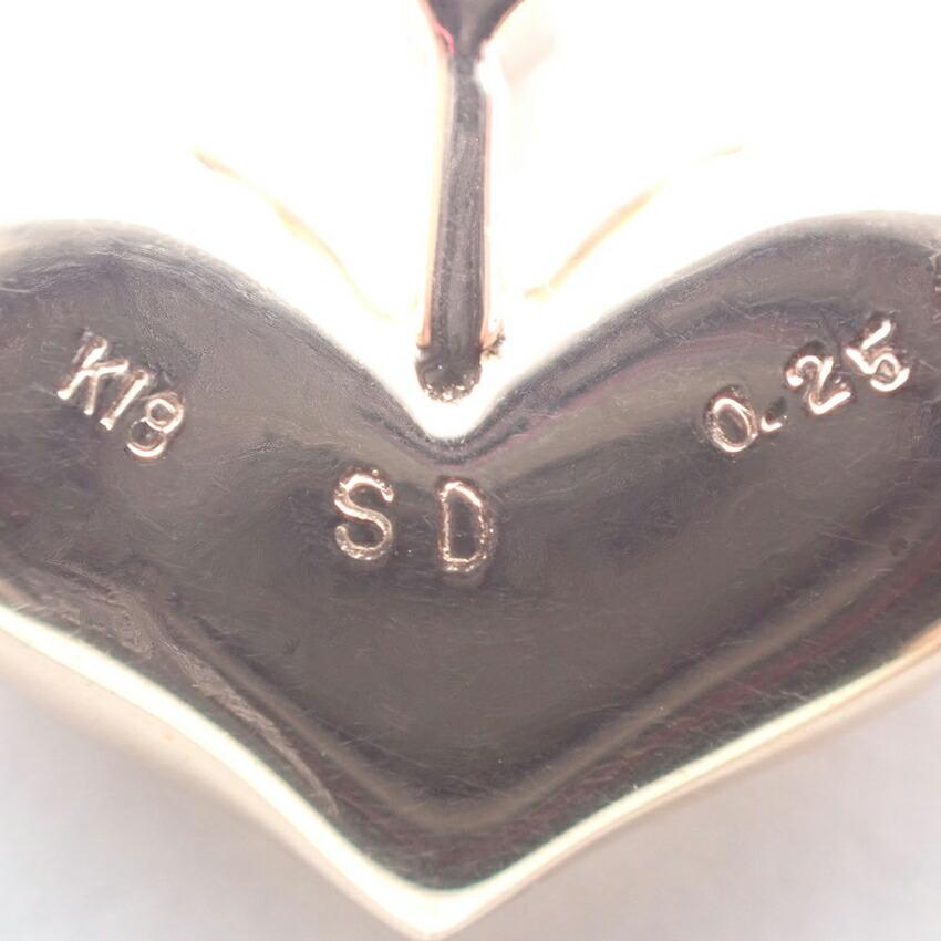 [Used] K18 Diamond Heart Pendant Top / J55-40
