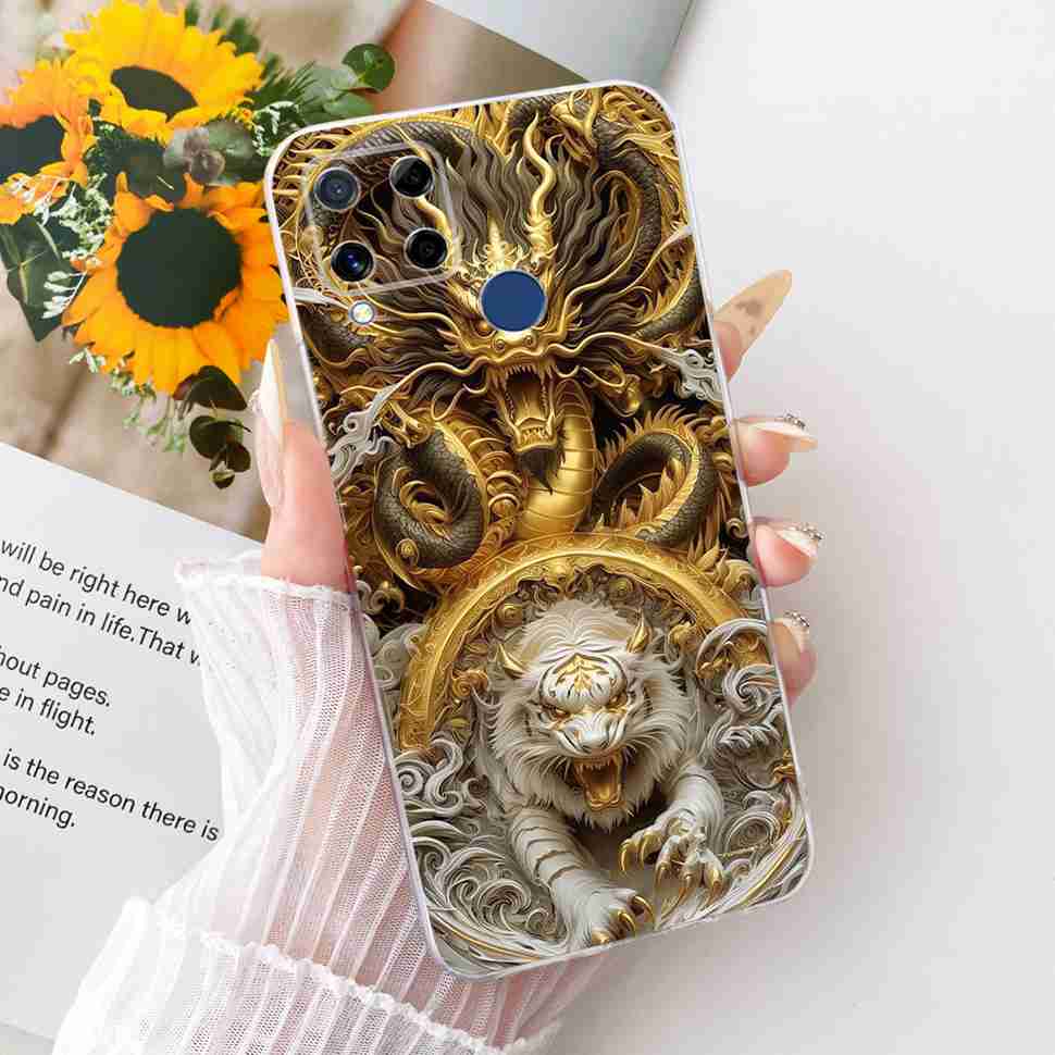For Realme C20 Case Soft Funda Blue Butterfly Painted Cover For Oppo Realme C15 c20 C 20 15 Phone Bumper RealmeC15 Case Coque