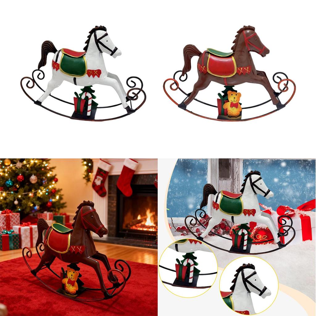Christmas Horse Statue Animal Figurine Birthday Gift Collectible Metal Crafts
