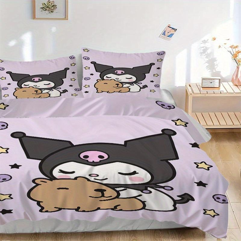 

3 шт. Комплект постельного белья с принтом Куроми и Капибара, Мягкий и удобный пододеяльник для спальни, гостевой комнаты W056 135x200cm