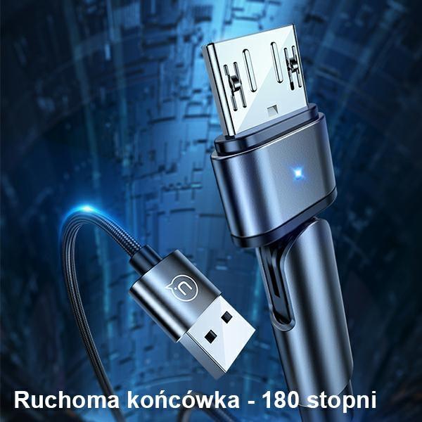 Kabel microUSB USAMS 1m Obrotowy Czarny