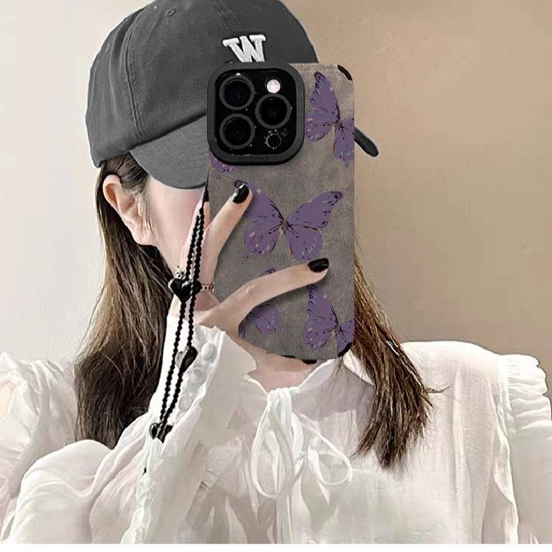 For Apple 17promax Phone Case 16 Purple Butterfly for IPhone 15pro Protective Case 14pm Personality 13