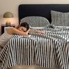Imitation Rabbit Plush Striped Blanket Fluffy Soft Fleece Throw Blanket for Sofa Single Double Spring Autumn Warm Bed Blankets
