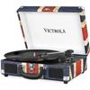 Platine Vinyle Portable Vintage VICTROLA - Drapeau Britannique - 33/45/78 Tours/min