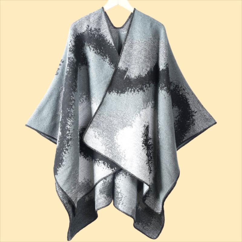 New women's autumn and winter jacquard warm split shawl scarf cape hot sale