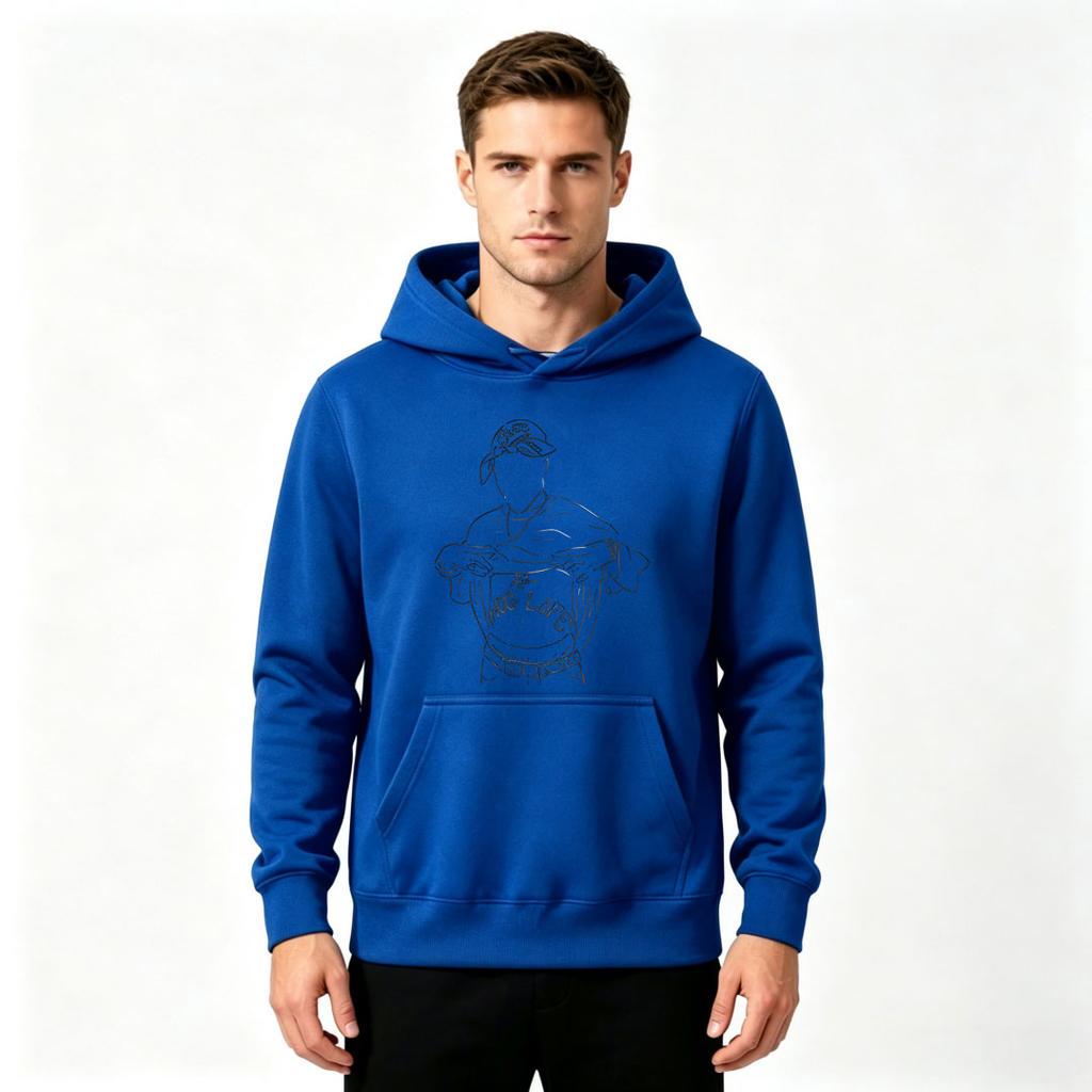 Men's Casual Printed Pullover Hoodie, 'Hug Life' Graphic Long Sleeve Loose Fit Streetwear Hooded Sweatshirt for Daily Wear