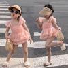 Girls' Pink Backless Mesh Skirt Swimsuit - 2025 Summer Collection