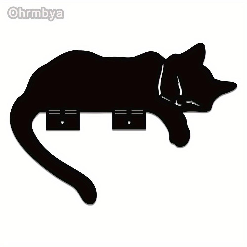 

Decorative Metal Cat Silhouette Fence Topper Black Sleepy Outdoor Garden Art Rusted Look Feline Ornament Durable Decor