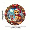 Vintage Style 7.87 Inch Round Metal Tin Sign Snowy Night Christmas Easter Decor