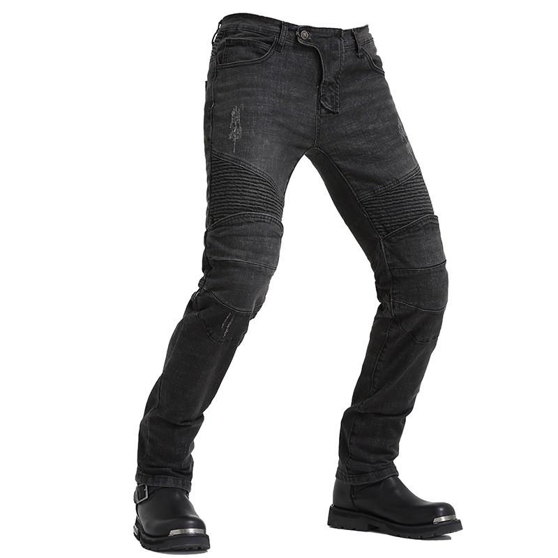 Mens Motorcycle Riding Pants With Silicone Protective Pads Stretchable Slim Fit Biker Jeans Use