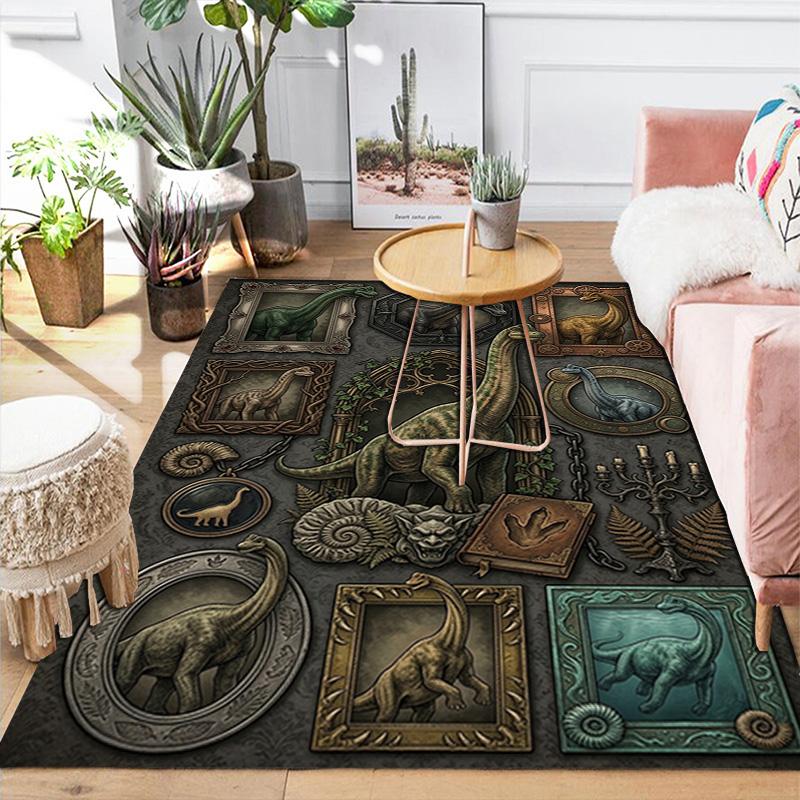 Prehistoric Dinosaurs Pattern Rug Floor Mat for Living Room or Bedroom Soft and Comfortable Carpet a Gift for Birthday and Holiday.