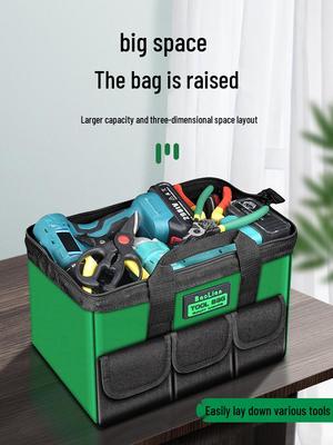 Large Multifunctional Electrician Tool Bag: Waterproof, Wear-Resistant Canvas with Thick Fabric for Convenient Storage and Maintenance.