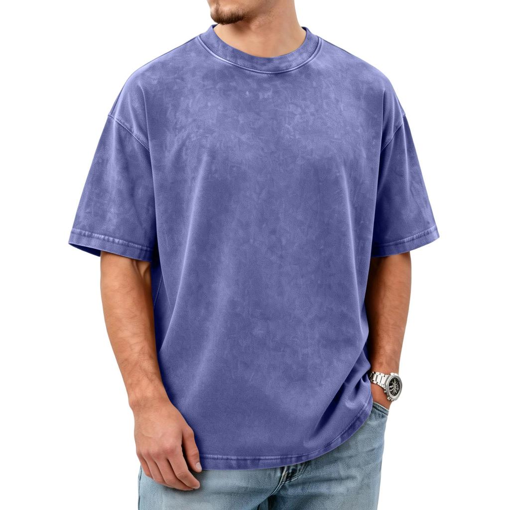 Herren Washed Distressed Baumwolle Rundhals Kurzarm T-Shirt | Lässige Vintage T-Shirts Für Den Täglichen Gebrauch