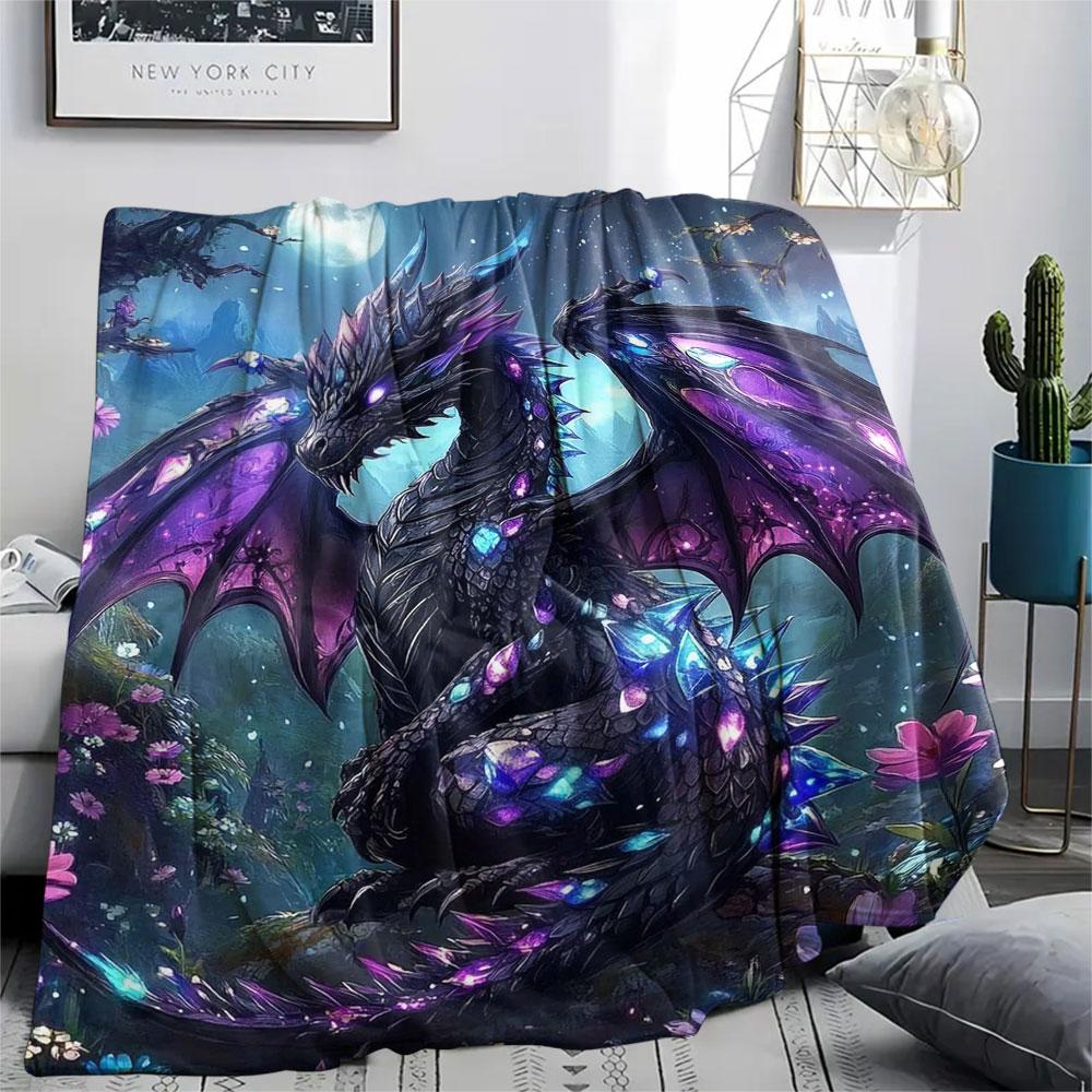 Green Dragon Clouds Blanket Camping Trip Soft And Comfortable Sheet Bedroom Machine Washable