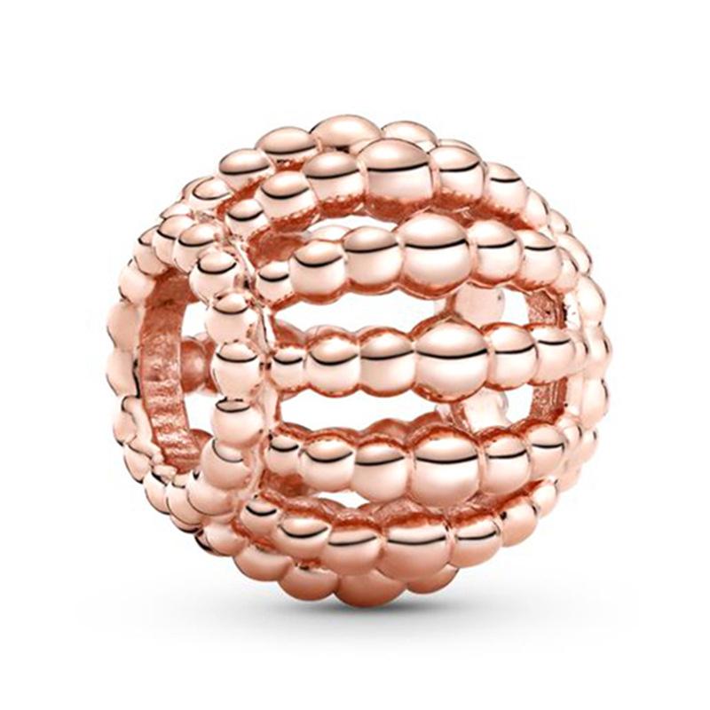 Rose Gold Large Hole Loose Beads Pendant For DIY Pulsera Necklace Accessories Women Fine Jewelry Gifts