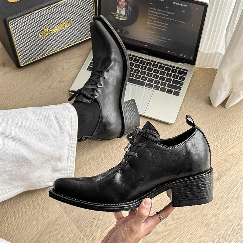 Pointed Leather Shoes Men's 2025 New Business Dress Men's Leather Shoes Casual Breathable Soft Black Sole Soft Surface British