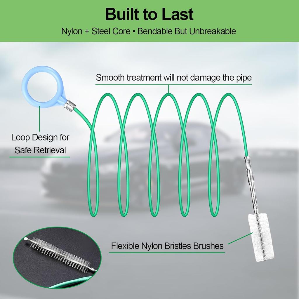 Auto Sunroof Drain Cleaning Tool Long Flexible Drain Brush for Clogged Pipes Tube Cleaning Brush for Car Sunroof, Car Wiper, Fuel Tank Drain Hole,