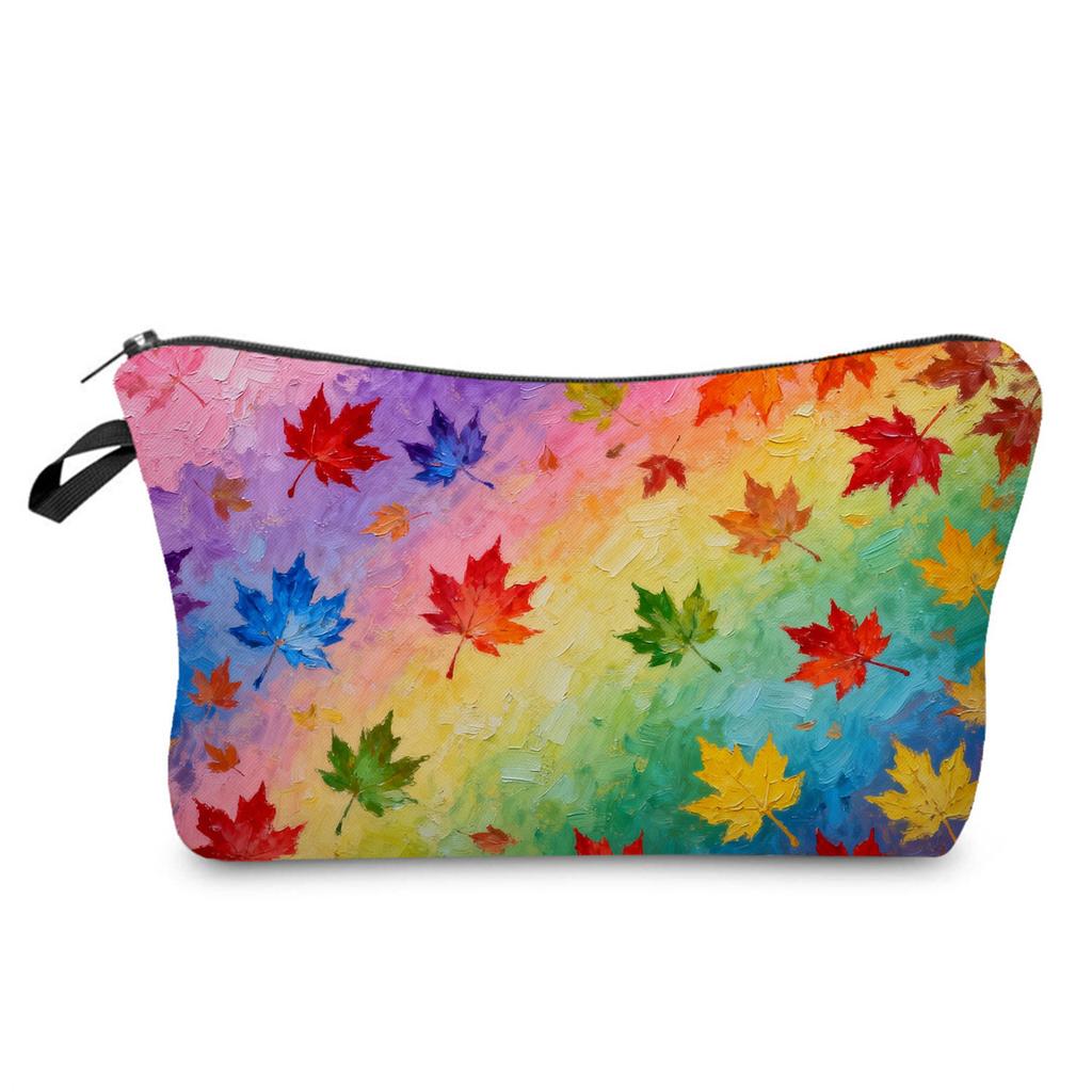 Color pattern printed cosmetic bag, nail polish lipstick storage bag, travel wash clutch bag