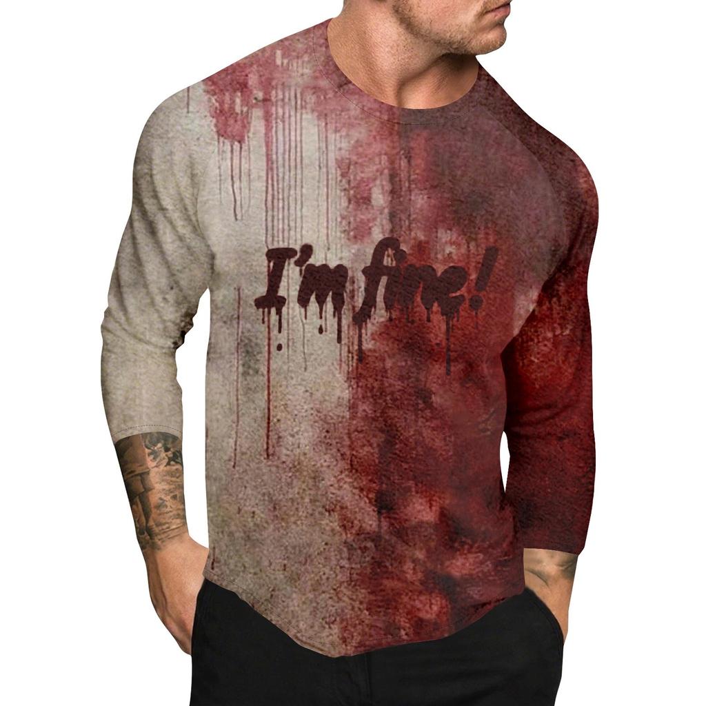 Halloween Print Raglan Sleeve Men's Long Sleeve Top