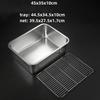 Deep Square Plate Basin with Rack Pallet Stainless Steel Bbq Fast Food Plate with Grid Mesh Dessert Dinner Set Restaurant Trays