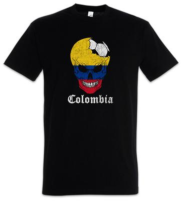Kolumbien Fußball Totenkopf I T-Shirt Herren Damen T-Shirts Top kolumbianische Fußballflagge Weltmeisterschaft