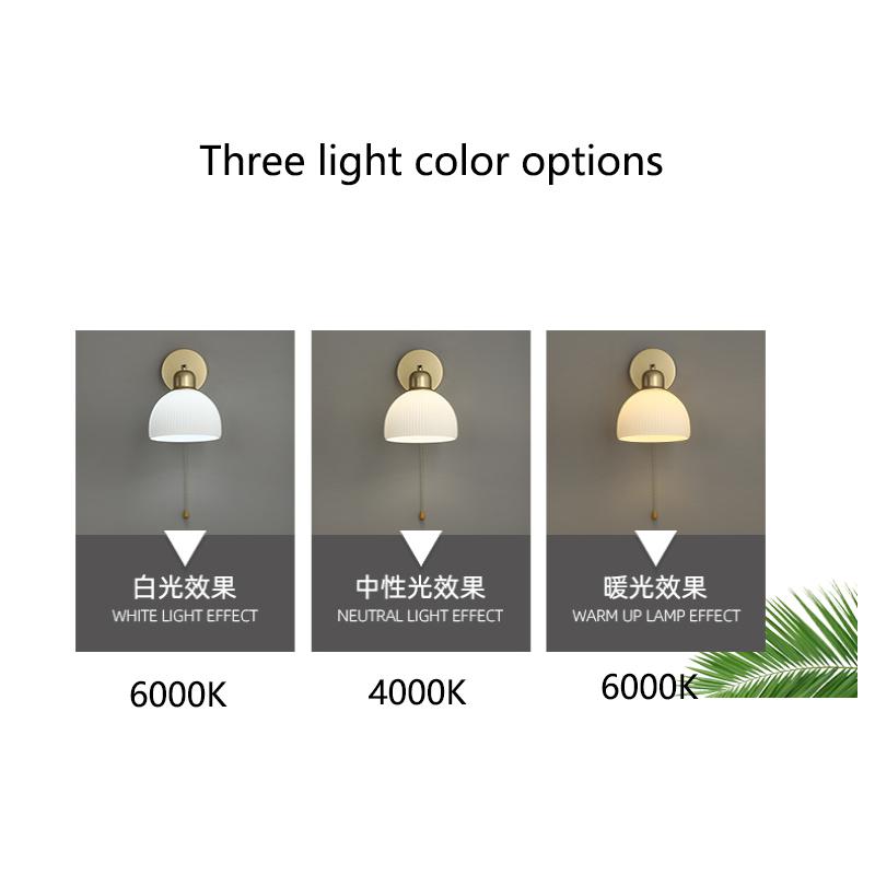 Lampă de perete nordică cu întrerupător pentru locuit Decor de lux Lampă de lectură de noptieră Abajur din sticlă Iluminare interioară cu LED