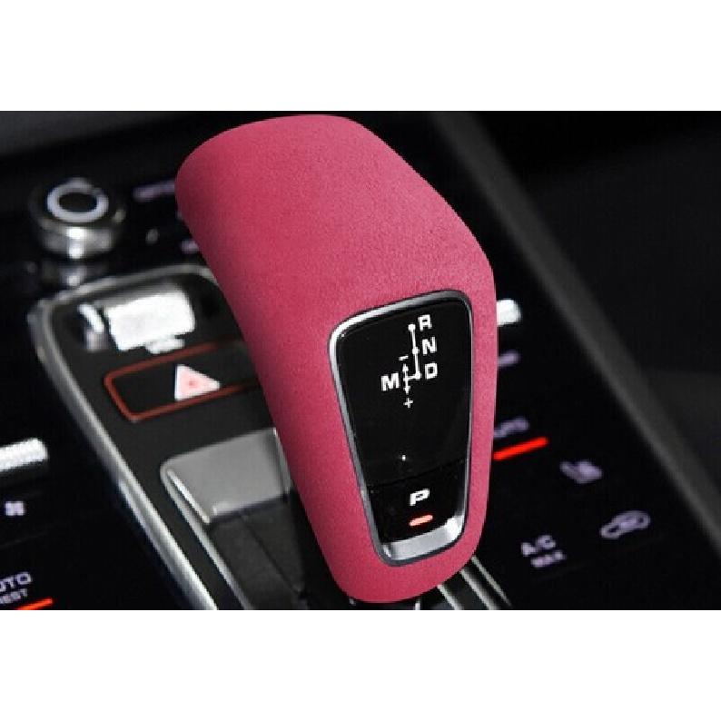 For Porsche Cayenne 2019-2023 Pink Suede Console Gear Shift Knob Cover Trim 1PCS