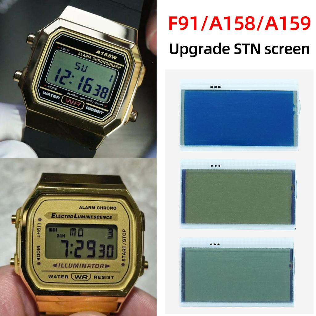 STN LCD Screen For Casio F-91W F-105 A158 A159 A168 Series Watch Modification Upgrade High Contrast Display Replacement Parts