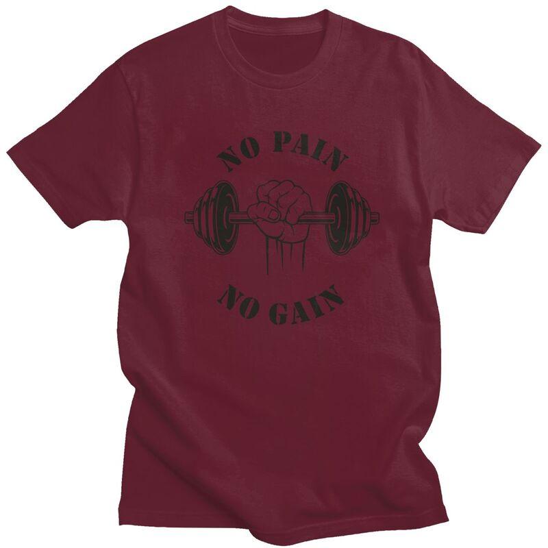 Custom No Pain No Gain T Shirt Men Short Sleeves 100 Cotton Tshirt Bodybuilding Fitness Gym Tee Tops Fashion Tshirts