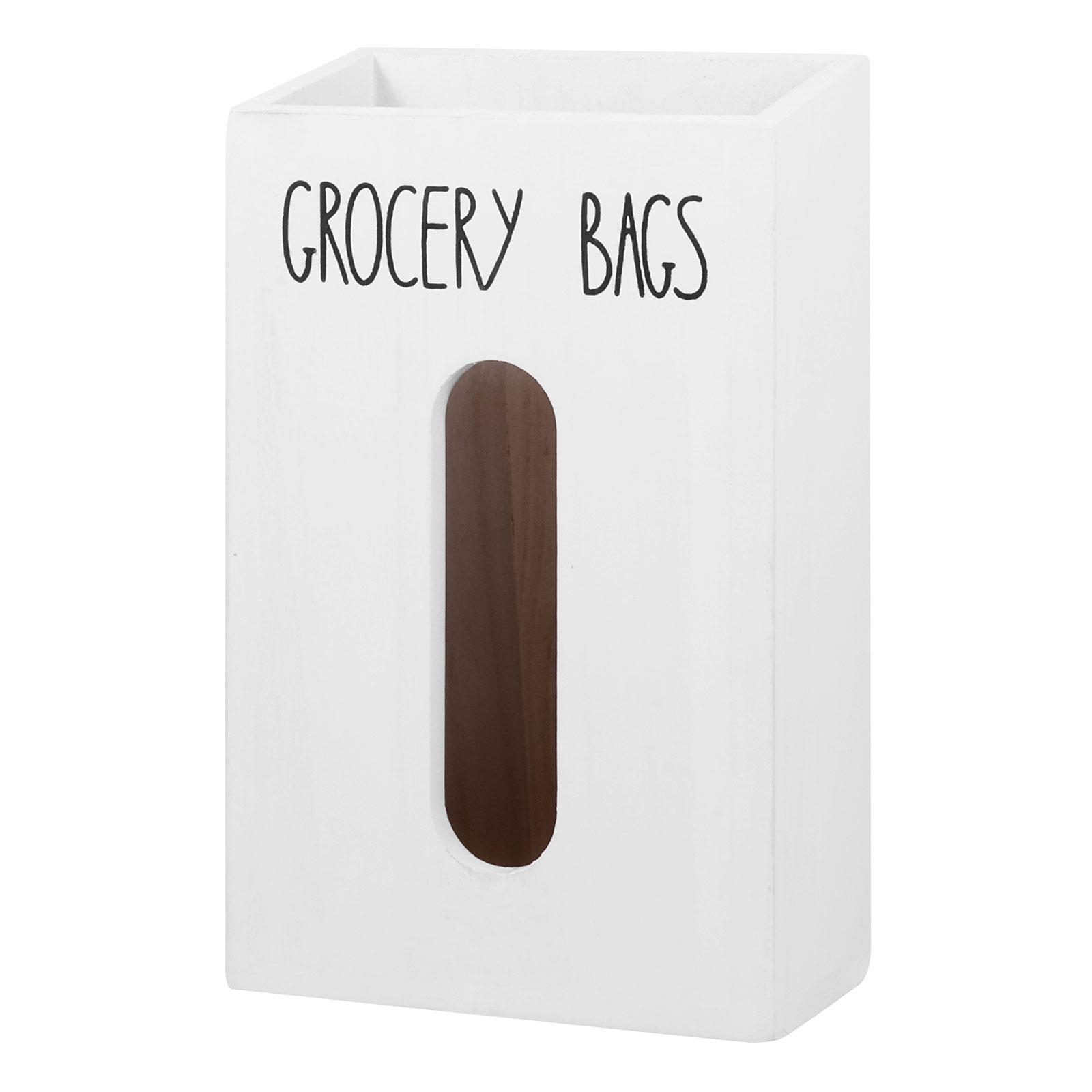

Trash Bag Dispenser Household Garbage Bag Holder Wood Countertop Organizer Plastic Bag Storage Box for Kitchen Living room белый