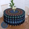63 Inch Waterproof Peacock Mandala Round Tablecloth Purple Red Yellow Blue Outdoor Patio Dining Table Cover