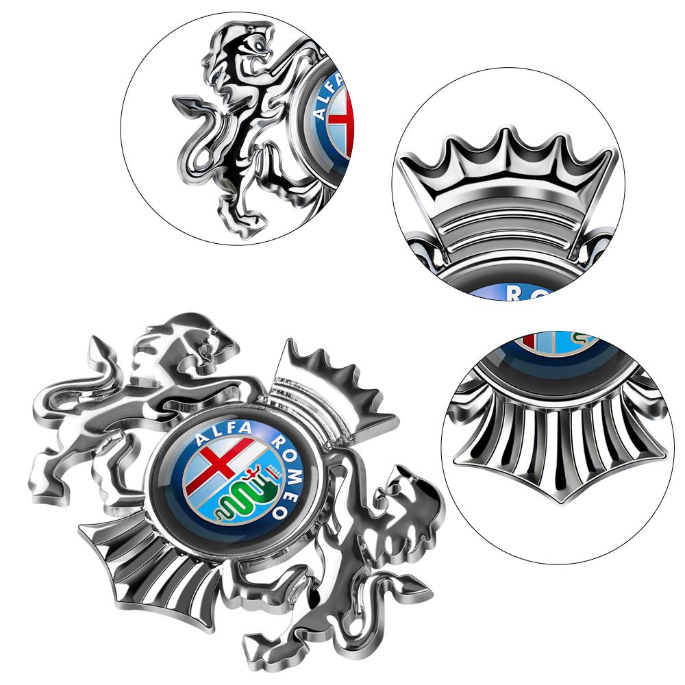 YYCE3 3D Car Fender Metal Crown Lion Emblem Badge decoration Stickers For Alfa Romeo Giulietta GT 159 147 Mito Volante Auto Styling