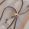 Bolo Tie for Women Men Western Bolo Tie Vintage Metal Sunflower Stone Pendant Faux Leather Rope Necktie Tie Necklace