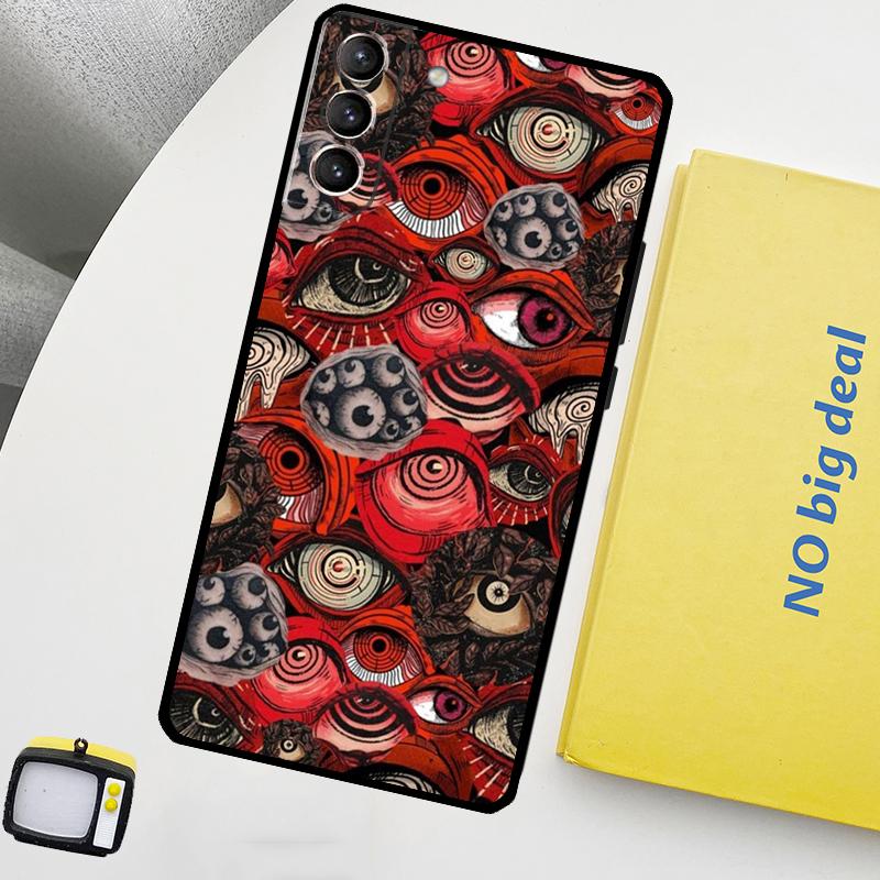 Scary Face Eyes Phone Case For Samsung Galaxy S25 Ultra S21 S22 S23 S24 Ultra S9 S10 S20 Plus S25 FE Cover