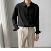 Men's Light Green Satin Long Sleeve Shirt Casual Oversized Streetwear Top