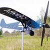 3D Piper J3 Cub Rüzgar Gülü Uçak Metal Uçak Rüzgar Gülü Dış Mekan Çatı Rüzgar Yönü Göstergesi Rüzgar Gülü Bahçe Dekorasyonu