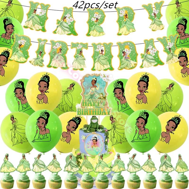 Frog Tiana Princess Party Decoration Set Paper Cup Plate Napkin Balloons Kids Girl Birthday Surprise Gift Baby Shower Photo Prop