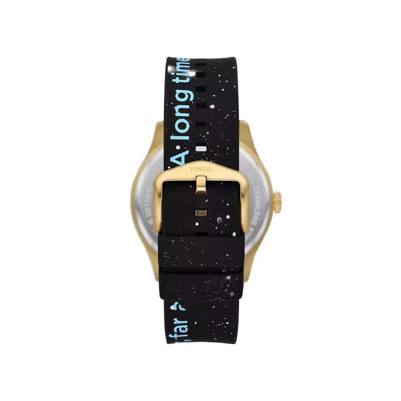 FOSSIL Wrist Watch Quartz Movement Silicone Strap 42mm Black Dial Unisex 50m Water Resistant SE1104