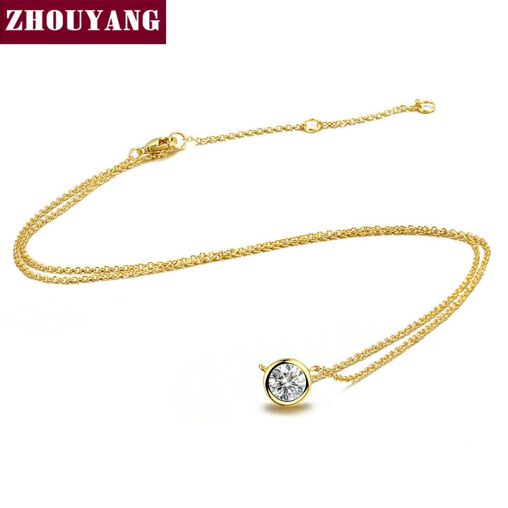 

ZHOUYANG Necklace For Women Simple Style Cubic Zirconia Pendant Necklace Rose Gold Color Fashion Jewelry Brithday Gift ZYN388