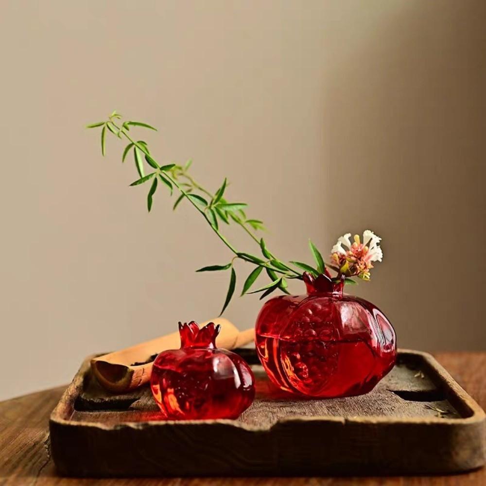 Einzigartige Form Transparente Granatapfel Glasvase Rote Dekorative Hydrokultur Blumenvase Granatapfel Blumentopf Hochzeitsdekoration