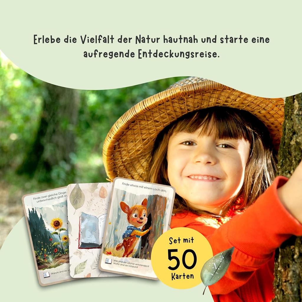 50 Cartes d'Exploration pour Enfants - Chasse au Trésor en Plein Air et Découverte de la Nature I Jeu de Recherche Passionnant I Jeux Éducatifs de 4 à 8 Ans
